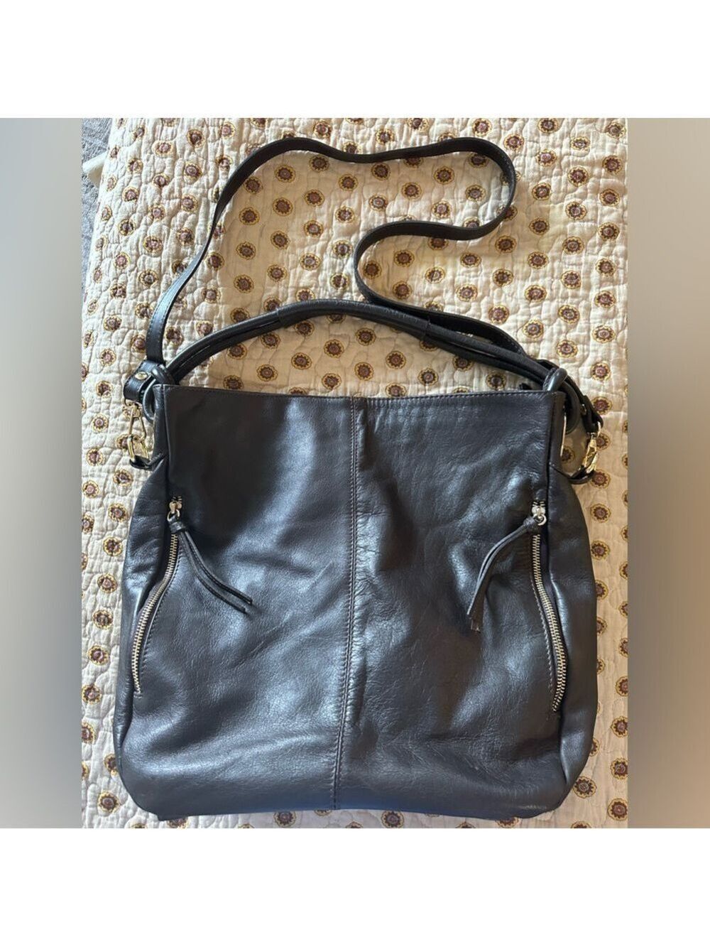 Vera Pelle Large Black Leather Bag Made in Italy